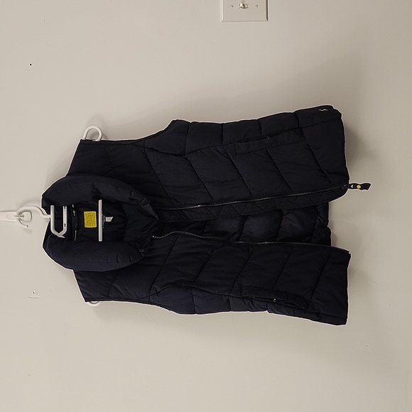 Joules navy puffer full zip vest snap closure pockets puff collar size L - Picture 2 of 12